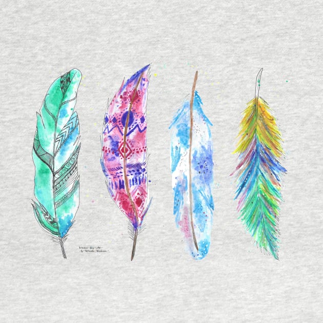 Watercolor Feathers by veronicalucy